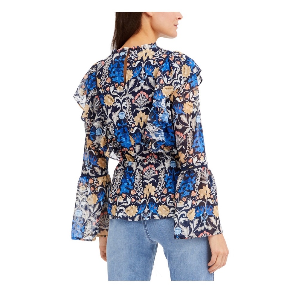 I.N.C Petite Floral-Print Ruffle Blouse